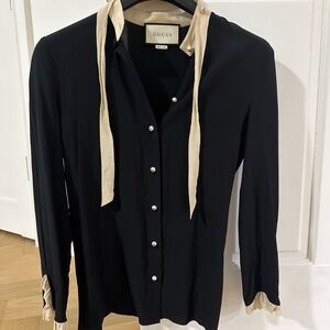Gucci Black and Cream Blouse